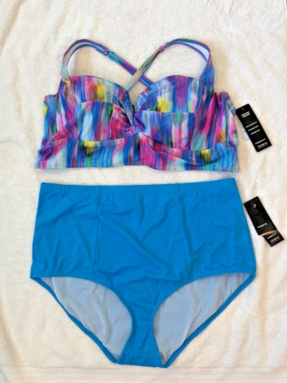 NWT Torrid Bikini Set Sz 3X Push Up Demi Bra Top High Waist Retro Bottom